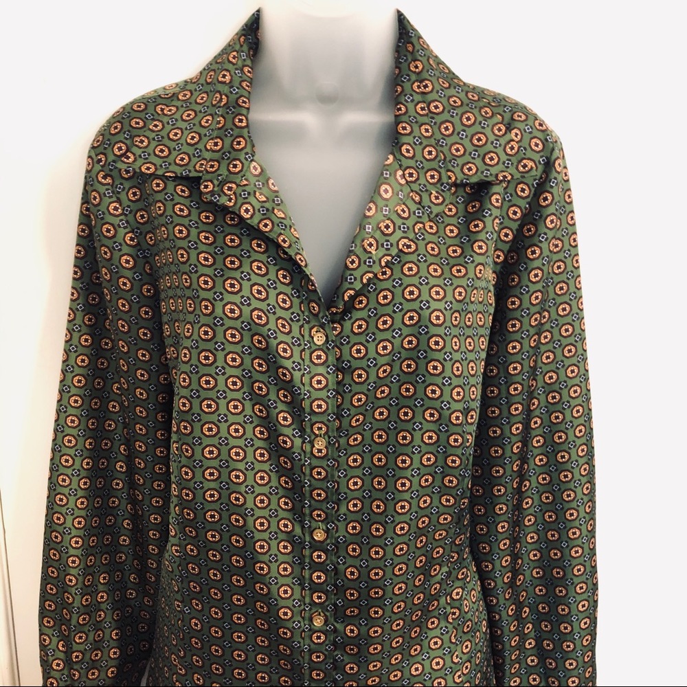 Retro Print Button Down Top